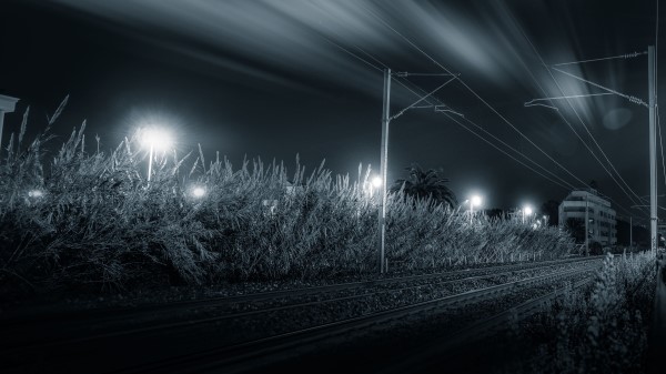 Railway Night Bw wallpaper