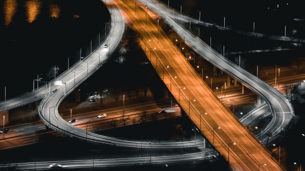 Road Night City Lights wallpaper