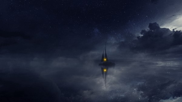 Boat Water Clouds Wallpaper