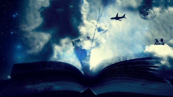 Book Clouds Fantasy Wallpaper