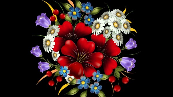 Bouquet Flowers Art Wallpaper