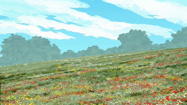 Bushes Flowers Slope Wallpaper