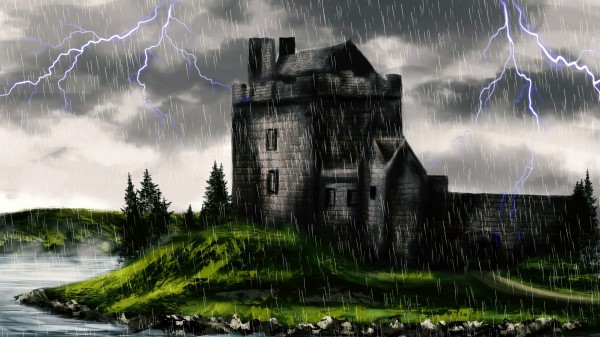 Castle Gloom Rain Wallpaper