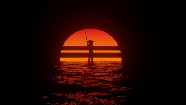 Cyborg Silhouette Sunset wallpaper