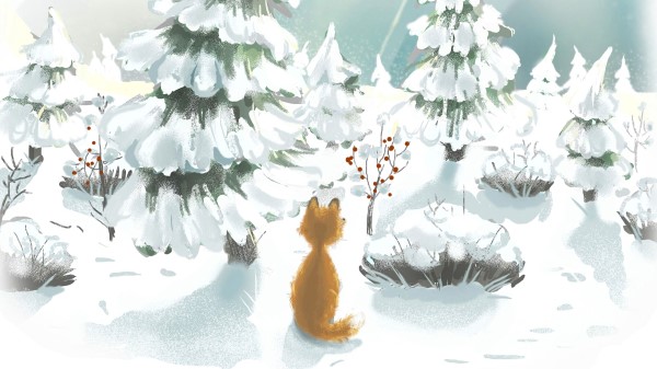 Fox Snow Trees wallpaper