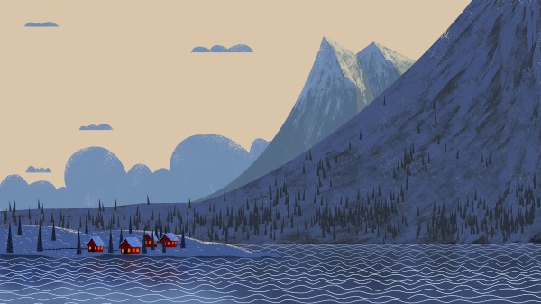 Houses Waves Water Wallpaper