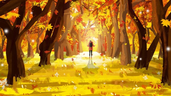 Lonely Autumn Leaves Wallpaper