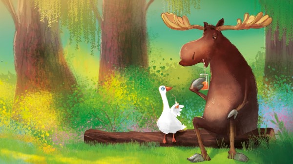 Moose Goose Friends Wallpaper