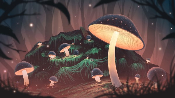 Mushrooms Glow Light Wallpaper