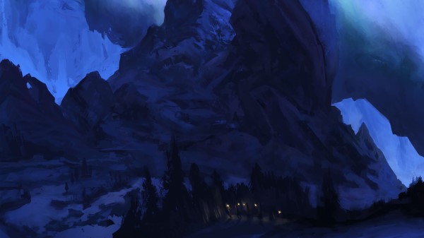 Night Rocks Mountains Wallpaper