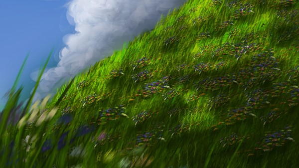 Slope Grass Flowers Wallpaper