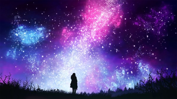 Starry Sky Silhouette Art Wallpaper