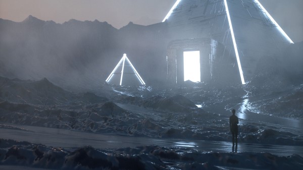 Wanderer Silhouette Pyramids Wallpaper