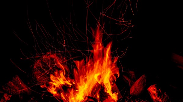 Bonfire Fire Sparks Dark wallpaper