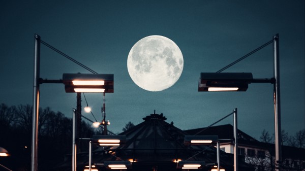 Building Lights Moon Wallpaper