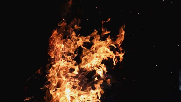 Fire Bonfire Flame Dark Background Wallpaper