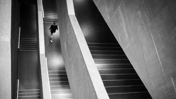 Stairs Person Bw wallpaper