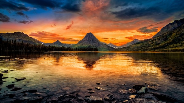 Two Medicine Lake Glacier National Park 8k wallpaper