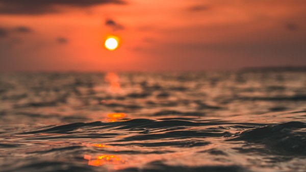 Waves Sun Sunset Wallpaper