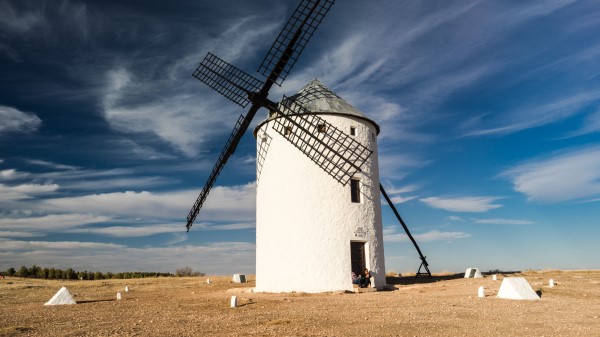 Windmill Field Sky Wallpaper