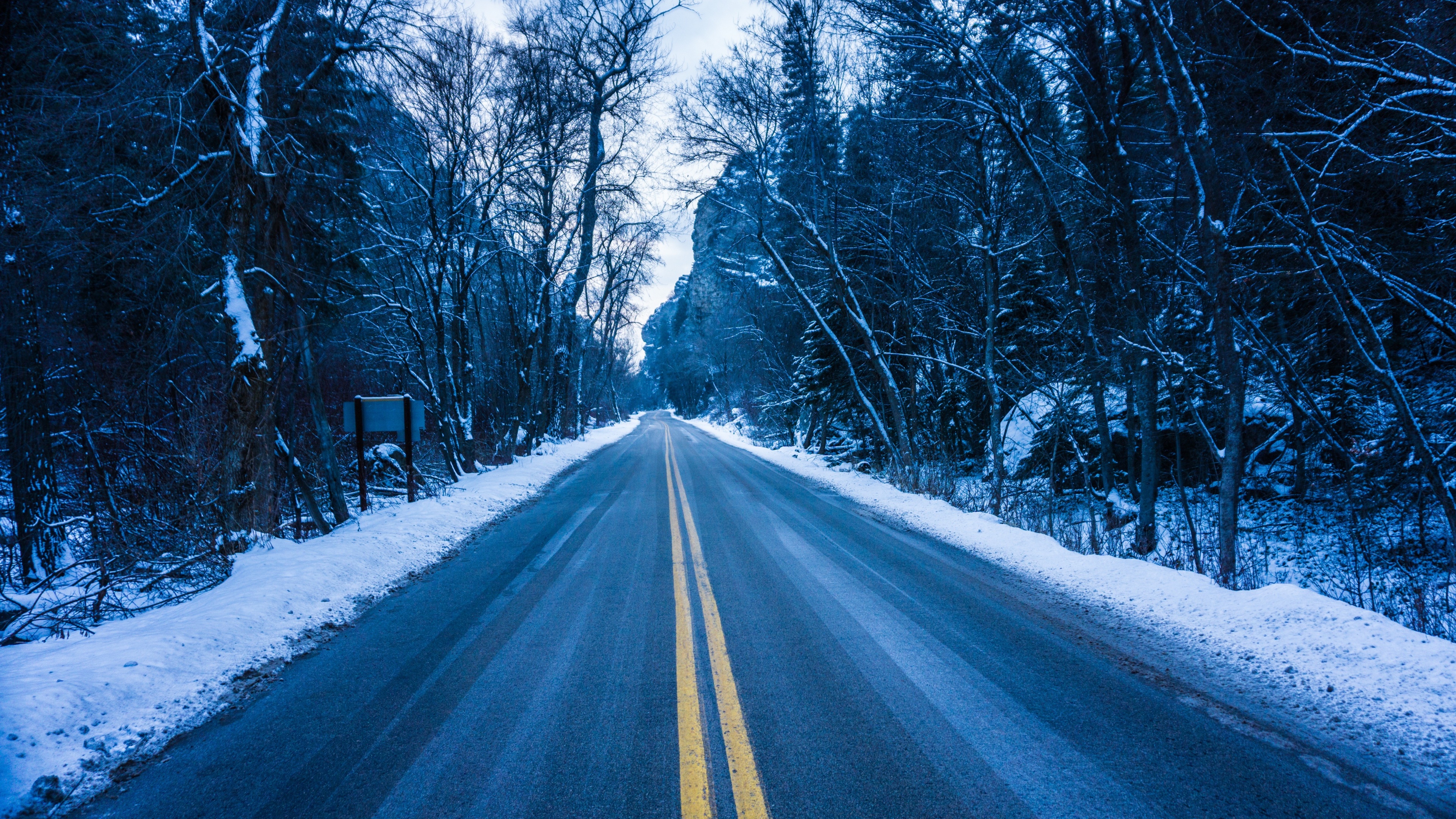 Icy Winter Road Wallpaper