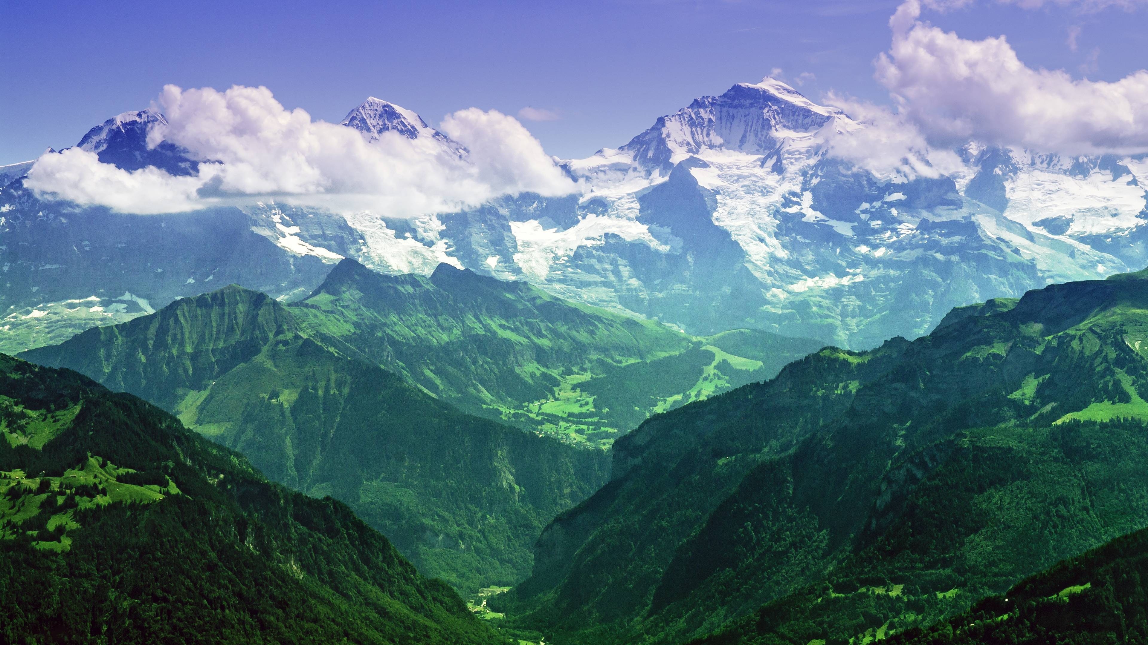 Mountains Covered in Green Wallpaper
