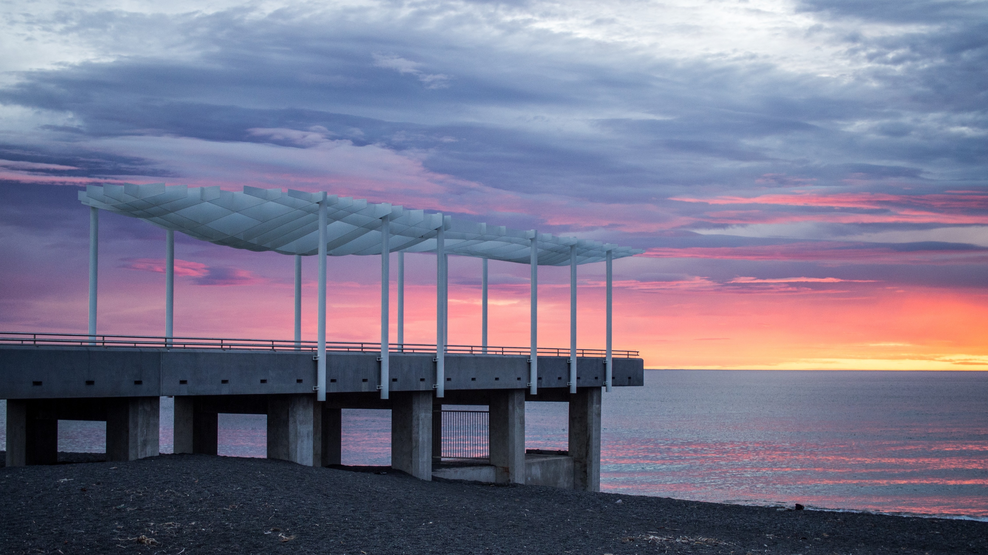 Pink Sunset On The Beach Wallpaper