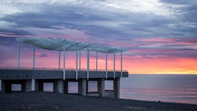 Pink Sunset On The Beach wallpaper