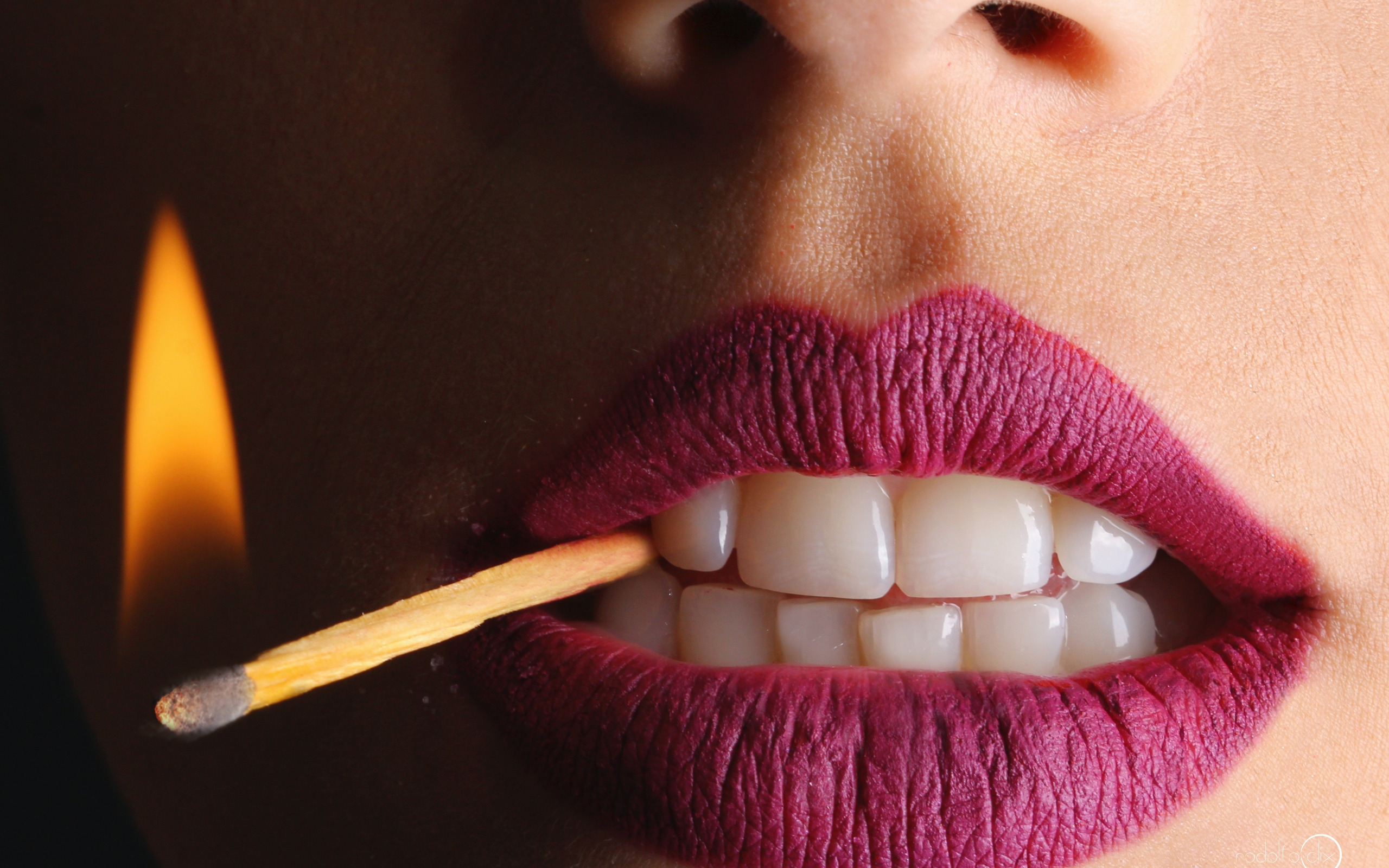 pink lipstick flame match fire Wallpaper