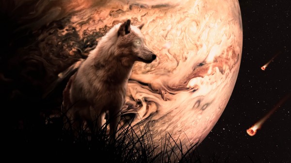 Wolf Planet Meteors Wallpaper