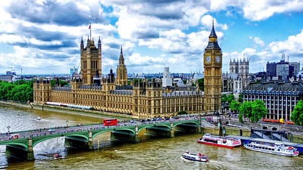 Big Ben London Palace Of Westminster Bridge River Thames Boats Hdr wallpaper
