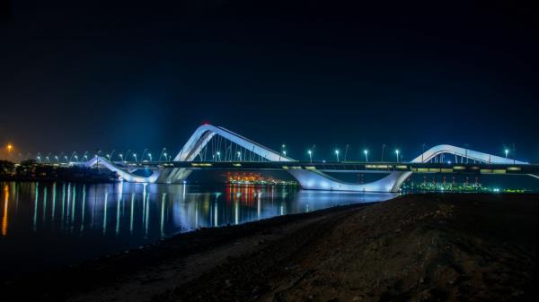 Bridge Architecture Night City wallpaper