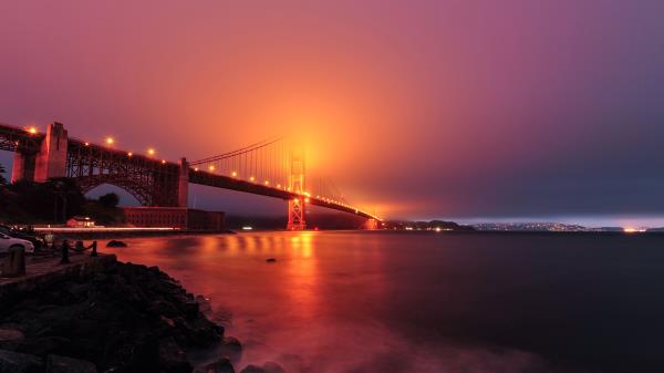 Bridge Night Fog wallpaper