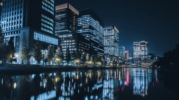 Building Night City Skyscraper Wallpaper