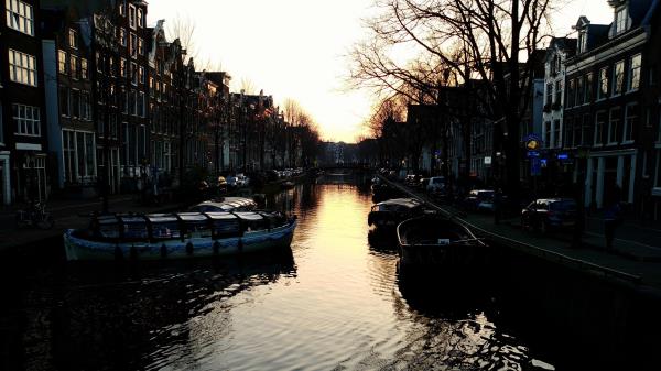 Canal Boats Sunset wallpaper