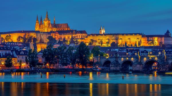 Castle Night City Architecture wallpaper