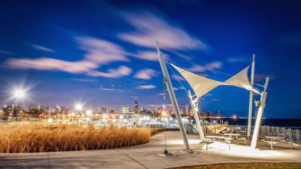 Chicago Night City Sky Architectur Wallpaper