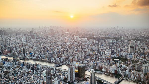 City Buildings Aerial View Image wallpaper