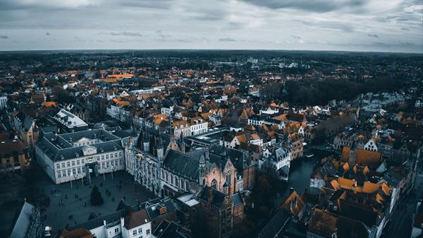 City Buildings Aerial View Pic Wallpaper