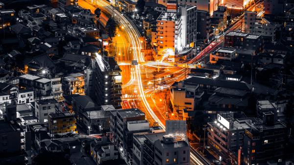 City Buildings Aerial View Wallpaper