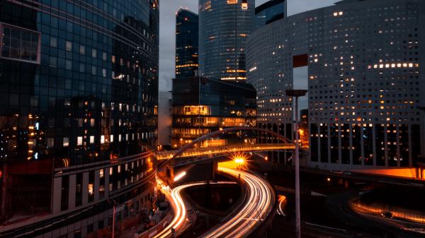 City Buildings Road wallpaper
