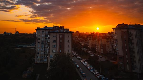City Buildings Sunset wallpaper