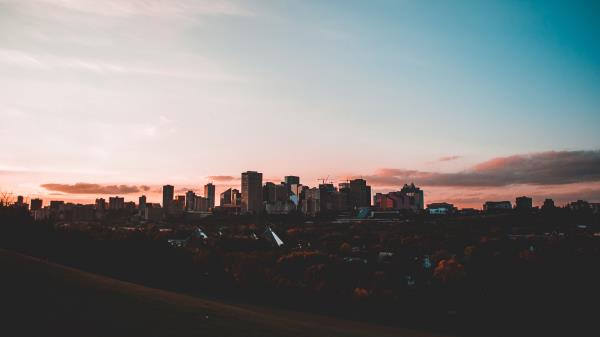 City Buildings Sunset Sky wallpaper