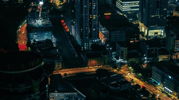City Night Aerial View wallpaper