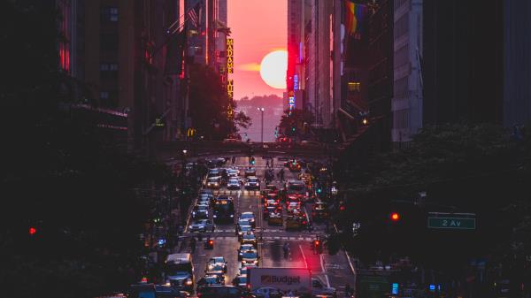 City Street Sunset wallpaper