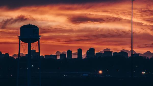 City Sunset Buildings wallpaper