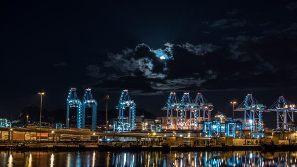 Construction Site Night City Lights wallpaper