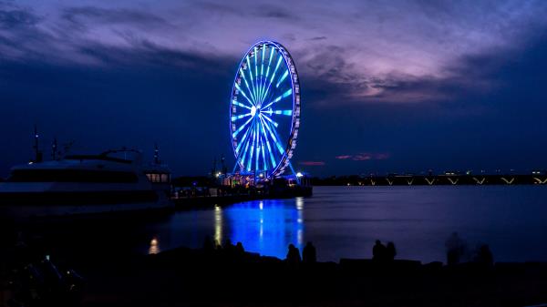 Ferris Wheel Night Shore wallpaper