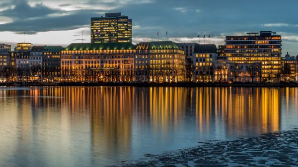 Hamburg Germany Buildings River wallpaper