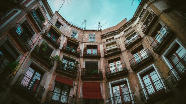 House Building Facade Balconies wallpaper